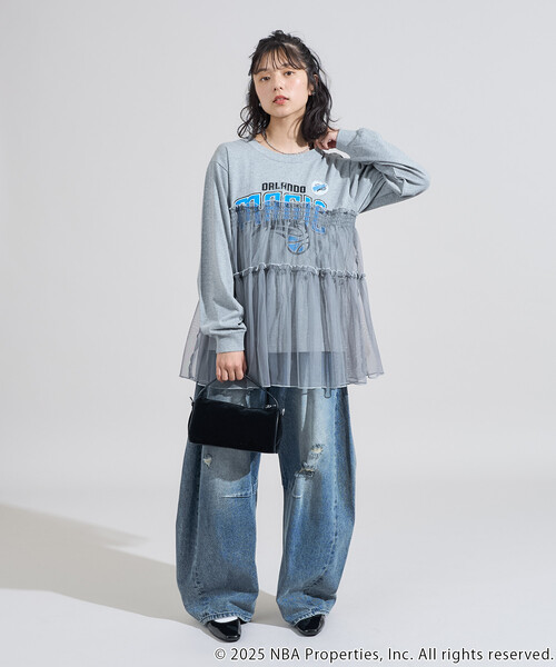 FREAK'S STORE(フリークスストア)の「NBAチュールフリル ロンT(Tシャツ/カットソー・レディース・チャコールグレー/オフホワイト/ライトグレー・フリ-)」の7枚目の写真