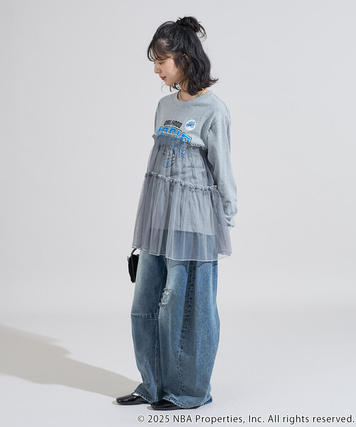 FREAK'S STORE(フリークスストア)の「NBAチュールフリル ロンT(Tシャツ/カットソー・レディース・チャコールグレー/オフホワイト/ライトグレー・フリ-)」の8枚目の写真