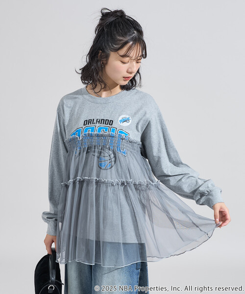 FREAK'S STORE(フリークスストア)の「NBAチュールフリル ロンT(Tシャツ/カットソー・レディース・チャコールグレー/オフホワイト/ライトグレー・フリ-)」の10枚目の写真