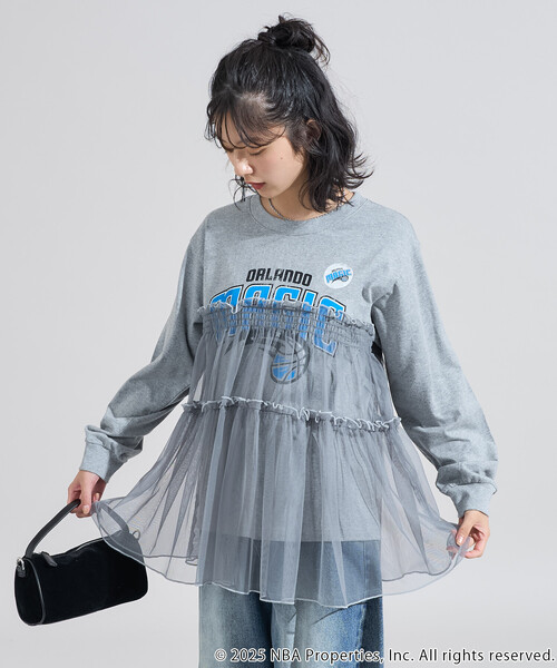FREAK'S STORE(フリークスストア)の「NBAチュールフリル ロンT(Tシャツ/カットソー・レディース・チャコールグレー/オフホワイト/ライトグレー・フリ-)」の11枚目の写真