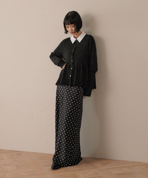 LOWRYS FARM（ローリーズファーム）の「ペプラムニットカーディガンＬＳ　603781（カーディガン/ボレロ・レディース・ベージュ/ブラック/ブルー/ライトブルー/グレー・FREE）」の13枚目の写真