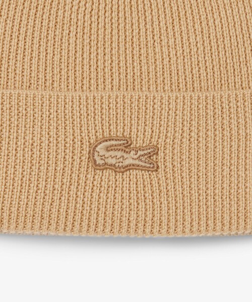 LACOSTE（ラコステ）の「メリノウールリブニットビーニー（ニットキャップ/ビーニー・メンズ・ブラック/ベージュ・FREE）」の9枚目の写真