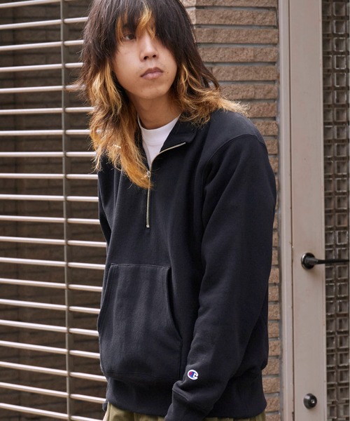 Champion（チャンピオン）の「Champion/チャンピオン RW HALF ZIP SWEATSHIRT リバースウィーブ(R) ハーフジップスウェットシャツ 裏起毛 USコットン（スウェット・メンズ・ダークネイビー/グレー/ブラック・XL/L/M）」の6枚目の写真