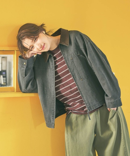 studio CLIP(スタディオクリップ)の「《days》【選べる着丈】ワークジャケット(ブルゾン・レディース・ベージュ/グレー・MEDIUM/LARGE)」の4枚目の写真