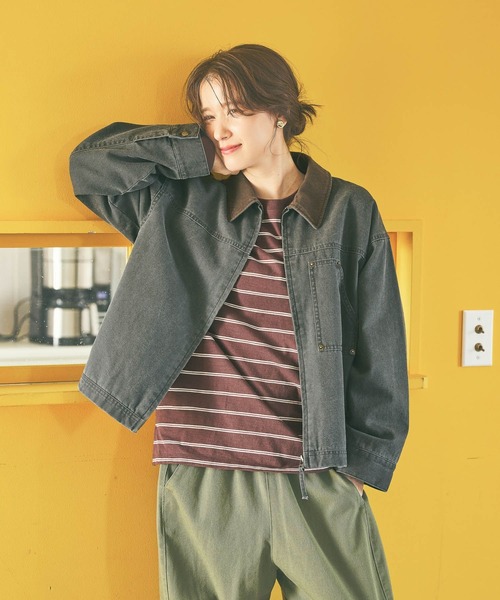 studio CLIP(スタディオクリップ)の「《days》【選べる着丈】ワークジャケット(ブルゾン・レディース・ベージュ/グレー・MEDIUM/LARGE)」の5枚目の写真