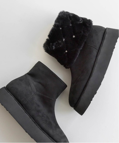 RANDA（ランダ）の「2WAY ビジュー×キルティングファームートンブーツ（ブーツ・レディース・ブラック/アイボリー/グレイッシュベージュ・S/M/L/LL）」の16枚目の写真