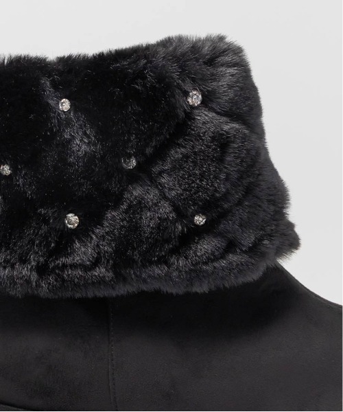 RANDA（ランダ）の「2WAY ビジュー×キルティングファームートンブーツ（ブーツ・レディース・ブラック/アイボリー/グレイッシュベージュ・S/M/L/LL）」の9枚目の写真