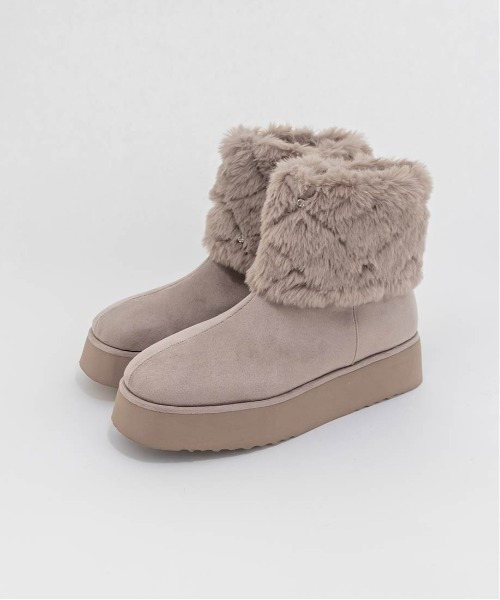 RANDA（ランダ）の「2WAY ビジュー×キルティングファームートンブーツ（ブーツ・レディース・ブラック/アイボリー/グレイッシュベージュ・S/M/L/LL）」の14枚目の写真