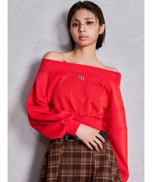 GYDA（ジェイダ）の「GG short スウェットトップス（Tシャツ/カットソー・レディース・チャコールグレー/パープル/レッド/オフホワイト・FREE）」の9枚目の写真