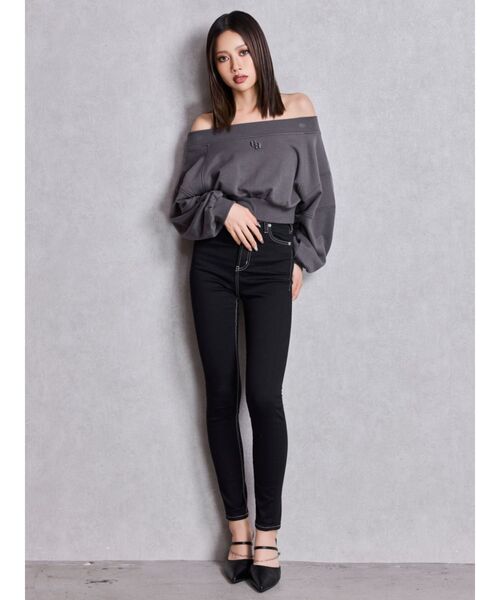 GYDA（ジェイダ）の「GG short スウェットトップス（Tシャツ/カットソー・レディース・チャコールグレー/パープル/レッド/オフホワイト・FREE）」の15枚目の写真