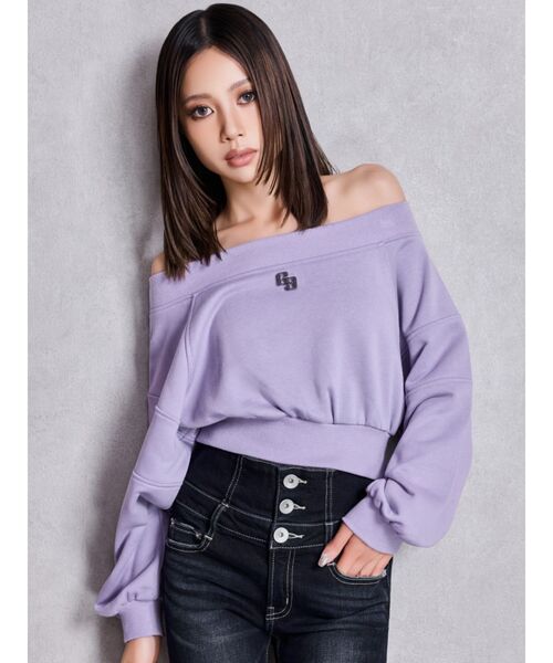 GYDA（ジェイダ）の「GG short スウェットトップス（Tシャツ/カットソー・レディース・チャコールグレー/パープル/レッド/オフホワイト・FREE）」の17枚目の写真