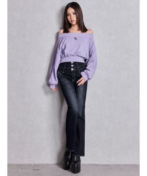 GYDA（ジェイダ）の「GG short スウェットトップス（Tシャツ/カットソー・レディース・チャコールグレー/パープル/レッド/オフホワイト・FREE）」の20枚目の写真