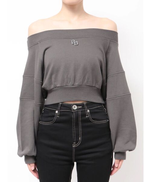 GYDA（ジェイダ）の「GG short スウェットトップス（Tシャツ/カットソー・レディース・チャコールグレー/パープル/レッド/オフホワイト・FREE）」の14枚目の写真