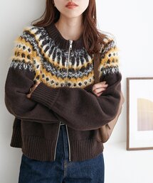 DISCOAT（ディスコート）の「求心柄Wジッププルオーバー（カーディガン/ボレロ）」