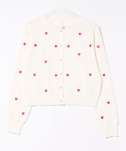 PICCIN PERLA(ピッチンペルラ)の「ハート刺繍カーディガン(カーディガン/ボレロ・レディース・オフホワイト/ブラック/ラベンダー/レッド・M)」の11枚目の写真