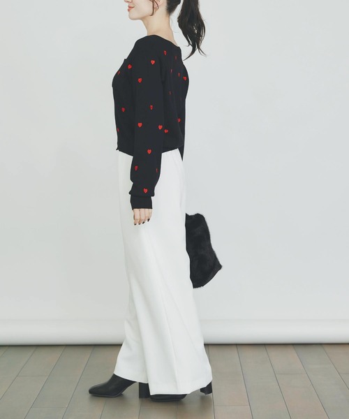 PICCIN PERLA(ピッチンペルラ)の「ハート刺繍カーディガン(カーディガン/ボレロ・レディース・オフホワイト/ブラック/ラベンダー/レッド・M)」の21枚目の写真