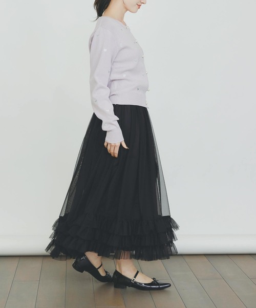 PICCIN PERLA(ピッチンペルラ)の「ハート刺繍カーディガン(カーディガン/ボレロ・レディース・オフホワイト/ブラック/ラベンダー/レッド・M)」の15枚目の写真