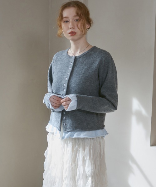 Bab（バブ）の「配色フリルニットカーディガン（カーディガン/ボレロ・レディース・ブラウン/アイボリー/グレー・FREE）」の11枚目の写真