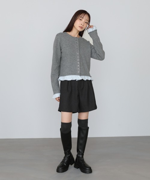 Bab（バブ）の「配色フリルニットカーディガン（カーディガン/ボレロ・レディース・ブラウン/アイボリー/グレー・FREE）」の14枚目の写真