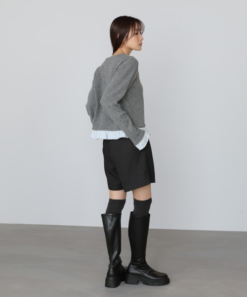 Bab（バブ）の「配色フリルニットカーディガン（カーディガン/ボレロ・レディース・ブラウン/アイボリー/グレー・FREE）」の17枚目の写真