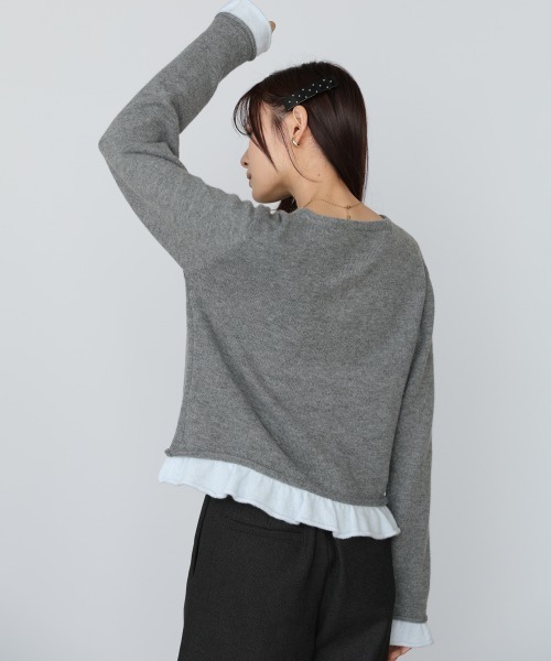 Bab（バブ）の「配色フリルニットカーディガン（カーディガン/ボレロ・レディース・ブラウン/アイボリー/グレー・FREE）」の18枚目の写真