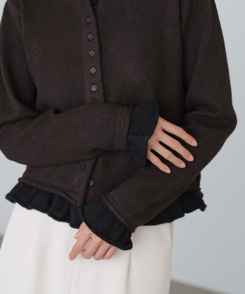 Bab（バブ）の「配色フリルニットカーディガン（カーディガン/ボレロ・レディース・ブラウン/アイボリー/グレー・FREE）」の19枚目の写真