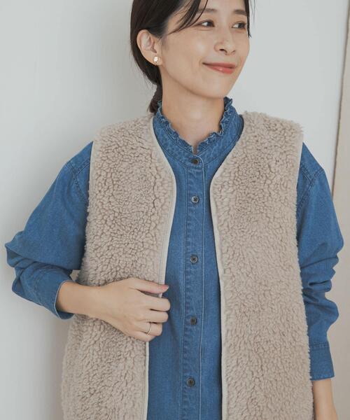 URBAN RESEARCH DOORS(アーバンリサーチドアーズ)の「デニムフリルスタンドシャツ(シャツ/ブラウス・レディース・ワンウォッシュ/インディゴブルー・MEDIUM)」の6枚目の写真