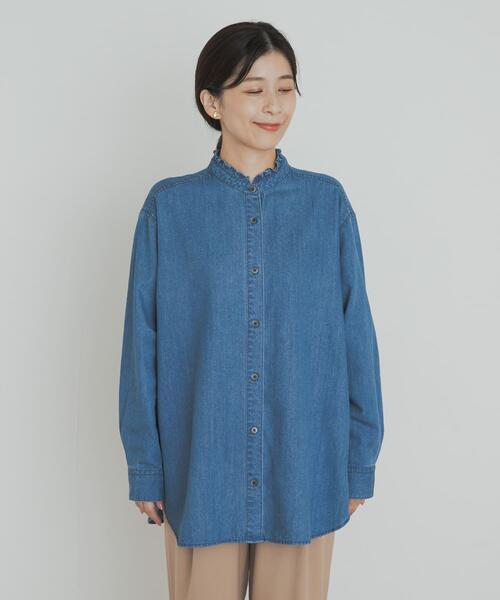 URBAN RESEARCH DOORS(アーバンリサーチドアーズ)の「デニムフリルスタンドシャツ(シャツ/ブラウス・レディース・ワンウォッシュ/インディゴブルー・MEDIUM)」の10枚目の写真
