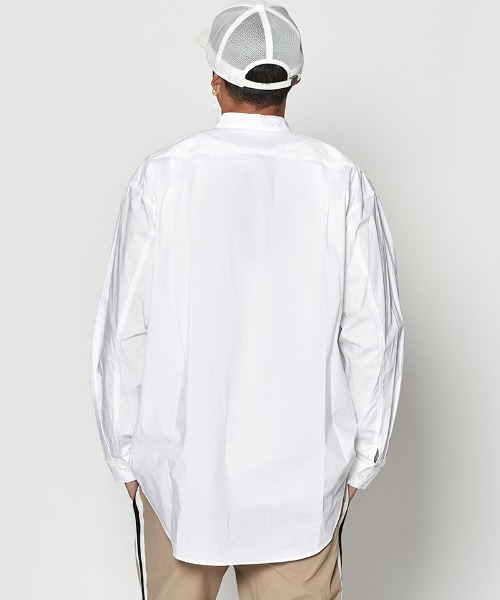 ACANTHUS（アカンサス）の「ms6290- Oversized Band Collar Shirt バンドカラーシャツ(MA2630)（シャツ/ブラウス・メンズ・ホワイト/ネイビー・S/M/L/XL）」の5枚目の写真