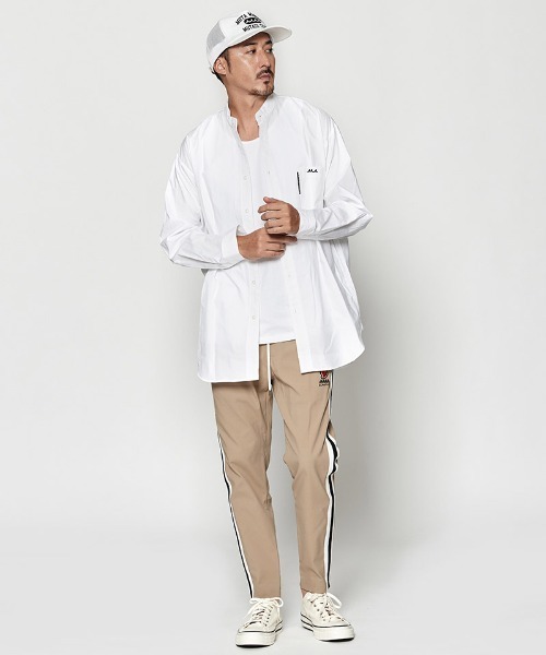 ACANTHUS（アカンサス）の「ms6290- Oversized Band Collar Shirt バンドカラーシャツ(MA2630)（シャツ/ブラウス・メンズ・ホワイト/ネイビー・S/M/L/XL）」の8枚目の写真