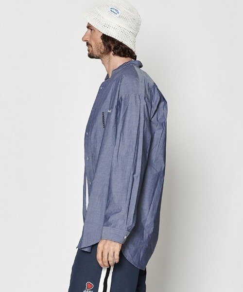 ACANTHUS（アカンサス）の「ms6290- Oversized Band Collar Shirt バンドカラーシャツ(MA2630)（シャツ/ブラウス・メンズ・ホワイト/ネイビー・S/M/L/XL）」の10枚目の写真