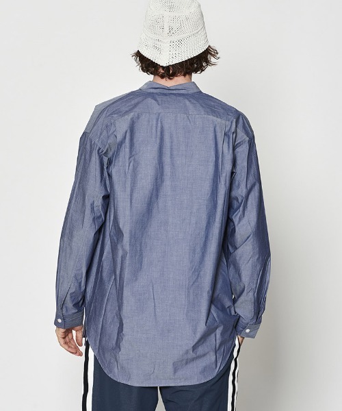 ACANTHUS（アカンサス）の「ms6290- Oversized Band Collar Shirt バンドカラーシャツ(MA2630)（シャツ/ブラウス・メンズ・ホワイト/ネイビー・S/M/L/XL）」の12枚目の写真