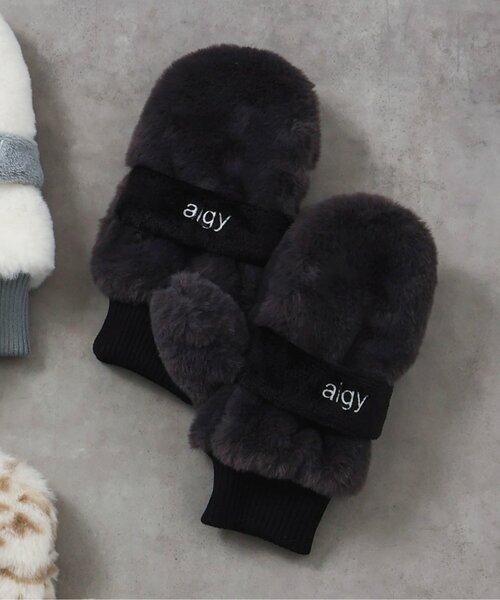 algy（アルジー）の「２WAYミトン（手袋・キッズ・アイボリー/ブラック/オフホワイト・FREE）」の3枚目の写真