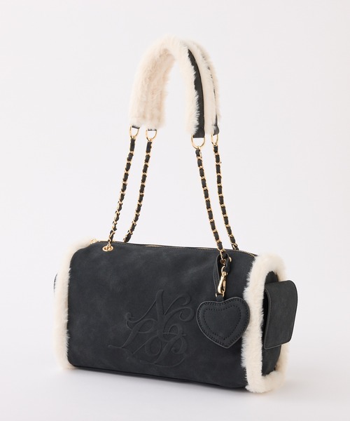 one after another NICE CLAUP（ワンアフターアナザーナイスクラップ）の「ムートンエンボスバッグ（ボストンバッグ・レディース・グレー/ブラック/キャメル・FREE）」の15枚目の写真