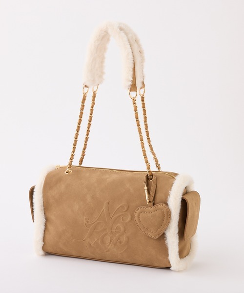 one after another NICE CLAUP（ワンアフターアナザーナイスクラップ）の「ムートンエンボスバッグ（ボストンバッグ・レディース・グレー/ブラック/キャメル・FREE）」の10枚目の写真