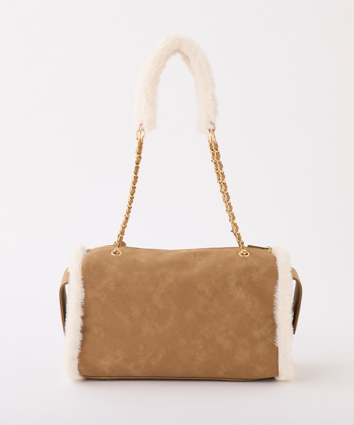 one after another NICE CLAUP（ワンアフターアナザーナイスクラップ）の「ムートンエンボスバッグ（ボストンバッグ・レディース・グレー/ブラック/キャメル・FREE）」の8枚目の写真