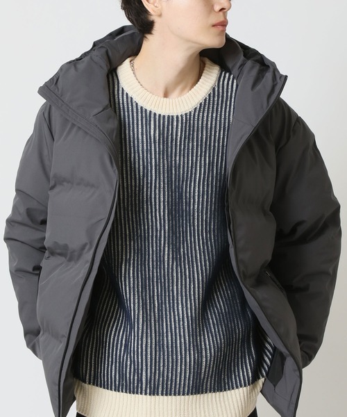 セール】シームレス 防風撥水ストレッチ加工 ファイバーダウン フード