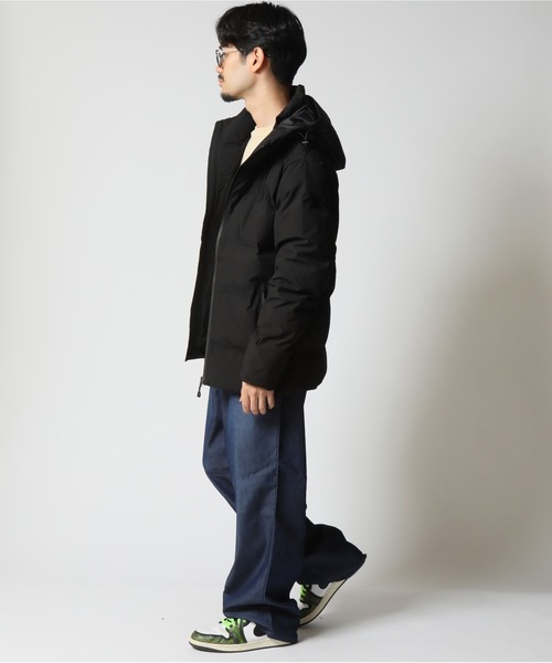 ARCADE（アーケード）の「シームレス 防風撥水ストレッチ加工 ファイバーダウン フードジャケット（ダウンジャケット/コート・メンズ・チャコールグレー/ブラック/カーキ・LL/L/M）」の8枚目の写真