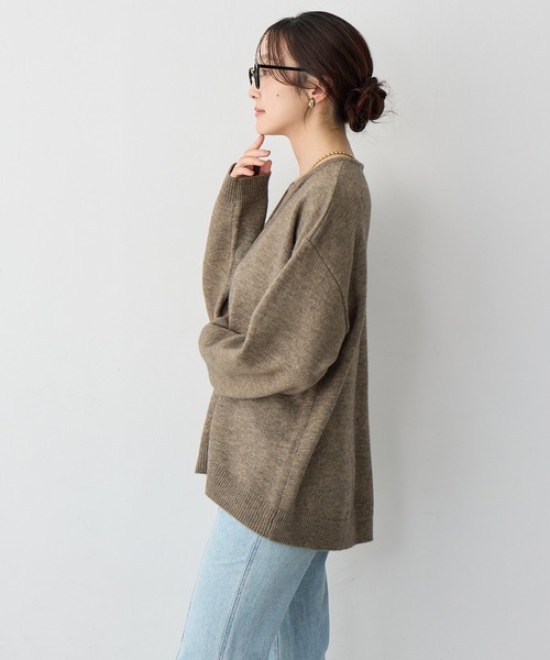 anyfee（エニフィー）の「【anyfee/大きいサイズ】レイヤード風ニットプルオーバー（ニット/セーター・レディース・ブルー/ブラック/モカ・3L/LL/5L/4L）」の18枚目の写真