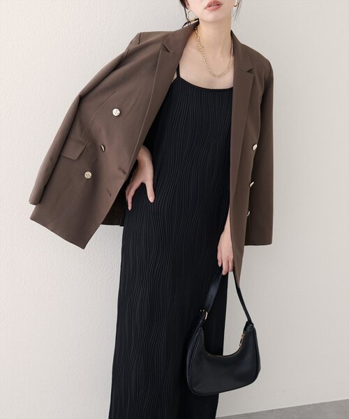 natural couture(ナチュラルクチュール)の「【WEB限定】流線ストライプナローワンピース(ワンピース・レディース・ネイビー/ブラウン/ブラック・FREE)」の4枚目の写真