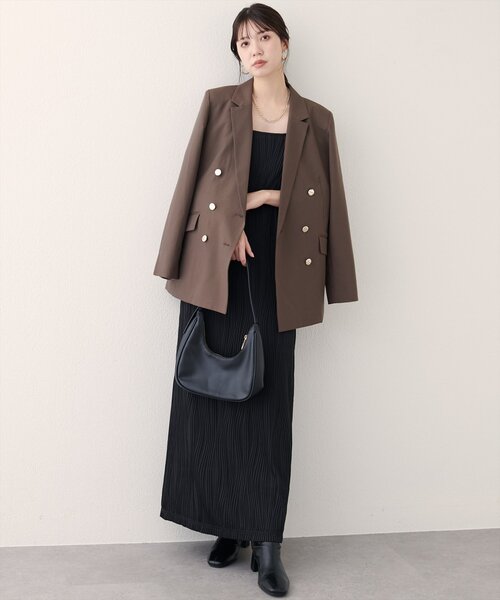 natural couture(ナチュラルクチュール)の「【WEB限定】流線ストライプナローワンピース(ワンピース・レディース・ネイビー/ブラウン/ブラック・FREE)」の10枚目の写真