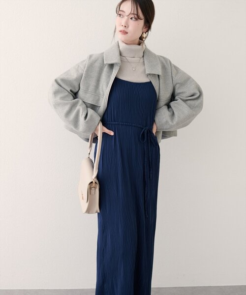 natural couture(ナチュラルクチュール)の「【WEB限定】流線ストライプナローワンピース(ワンピース・レディース・ネイビー/ブラウン/ブラック・FREE)」の14枚目の写真