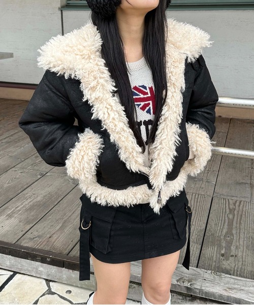 sedacle girl(セダクルガール)の「フェイクムートンショートブルゾン(その他アウター・レディース・ダークブラウン/ブラック・FREE)」の21枚目の写真