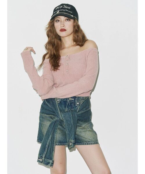 EVRIS(エヴリス)の「スリーブデザインデニムミニスカート(デニムスカート・レディース・インディゴブルー/ブラック・MEDIUM/SMALL)」の12枚目の写真