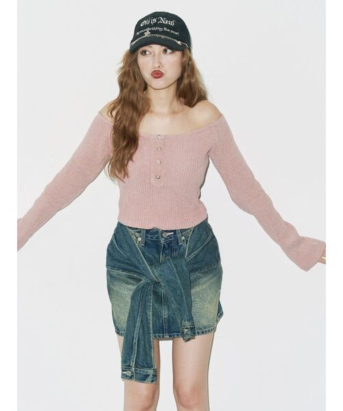 EVRIS(エヴリス)の「スリーブデザインデニムミニスカート(デニムスカート・レディース・インディゴブルー/ブラック・MEDIUM/SMALL)」の13枚目の写真