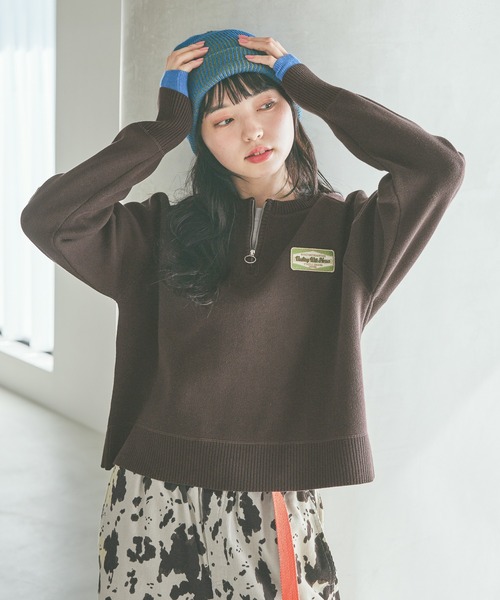 バックロゴZIPニットプルオーバー（ニット/セーター）｜niko and