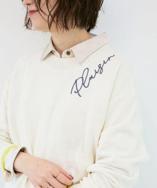le.coeur blanc(ルクールブラン)の「《手洗い可能》ネック刺繍クルーネックニット(ニット/セーター・レディース・グレー/ホワイト/ブラウン・38)」の8枚目の写真