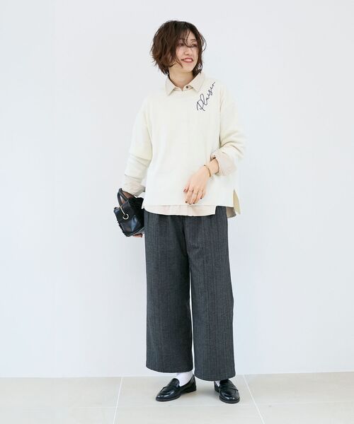 le.coeur blanc(ルクールブラン)の「《手洗い可能》ネック刺繍クルーネックニット(ニット/セーター・レディース・グレー/ホワイト/ブラウン・38)」の11枚目の写真