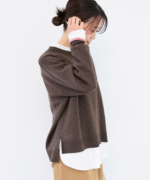 le.coeur blanc(ルクールブラン)の「《手洗い可能》ネック刺繍クルーネックニット(ニット/セーター・レディース・グレー/ホワイト/ブラウン・38)」の19枚目の写真