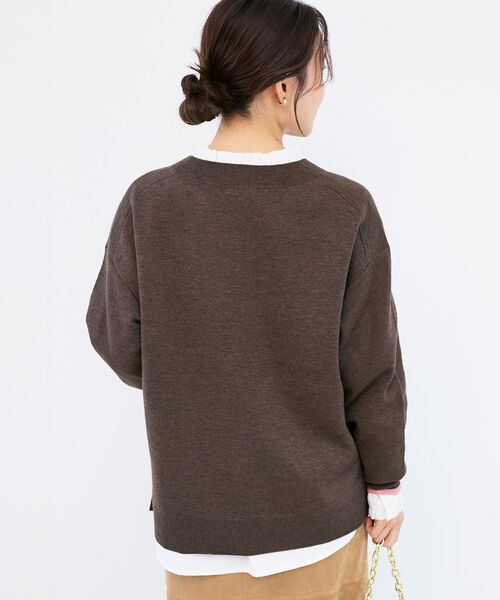 le.coeur blanc(ルクールブラン)の「《手洗い可能》ネック刺繍クルーネックニット(ニット/セーター・レディース・グレー/ホワイト/ブラウン・38)」の20枚目の写真